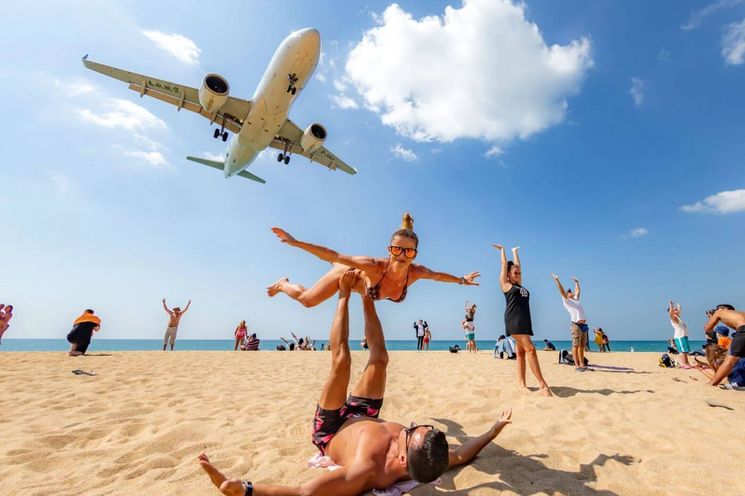 Phuket Beach Plane Spotting and Monkey Cave Temple Visit  